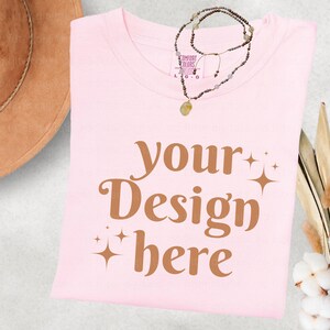 Comfort Colors 1717 Blossom T-shirt Mockup Comfort Colors Mockup Short Sleeve Shirt Flat Lay Mockup Folded 1717 Mockup New 1717 Mockups