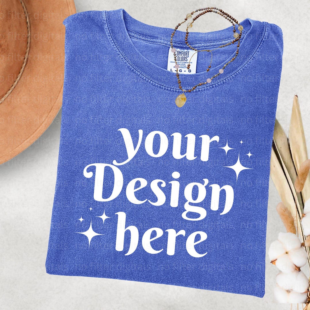 Comfort Colors Pigment-Dyed T-Shirt – 1717, Flo Blue, Medium, Super Soft Short Sleeve Tee - View #10