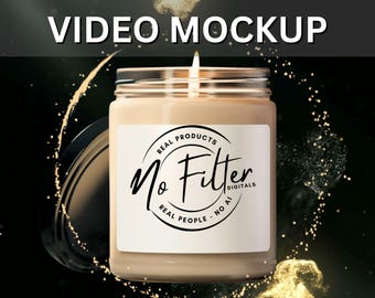 Soy candle mockup VIDEO, POD Canva mock VIDEO 9oz candle mockup, Candle jar mockup, Blank scented white candle mock-up,