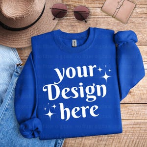 Gildan 18000 Royal Folded Flat Lay Sweatshirt Mockup Gildan 18000 Neutral Mockup Royal Sweater Gildan Flatlay Mock up