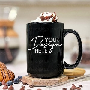 NEW 15oz Black Ceramic Mug Mockup, Coffee Cup Mock-up, Mug Mock ups 11oz Print on Demand Image Coffee Maker Printify Black Mug Mockup
