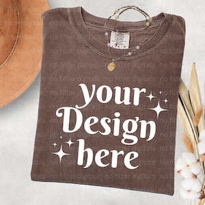 Comfort Colors 1717 Espresso T-shirt Mockup Comfort Colors Mockup Short Sleeve Shirt Flat Lay Mockup Folded 1717 Mockup Bundle