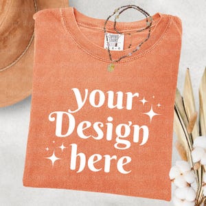 Comfort Colors 1717 Terracotta T-shirt Mockup Comfort Colors Mockup Short Sleeve Shirt Flat Lay Mockup Folded 1717 Mockup Bundle