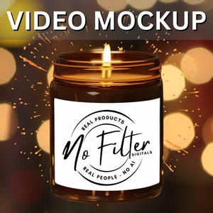 Sparkle Theme Soy candle mockup VIDEO, POD Canva mock VIDEO 9oz candle mockup, Candle jar mockup, Blank scented amber candle mock-up,