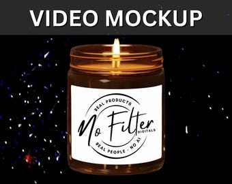 4th of July Theme Soy candle mockup VIDEO, POD Canva mock VIDEO 9oz candle mockup, Candle jar mockup, Blank scented amber candle mock-up,