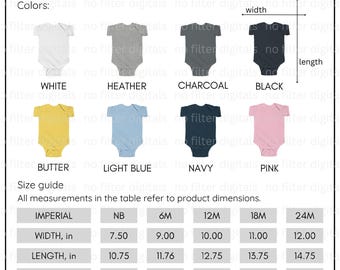 Infant Bodysuit Size Chart Color Chart Rabbit Skins Sizes 4400 Minimalist Size and Color Chart Rabbit Skins Simple Chart Unisex Bodysuit