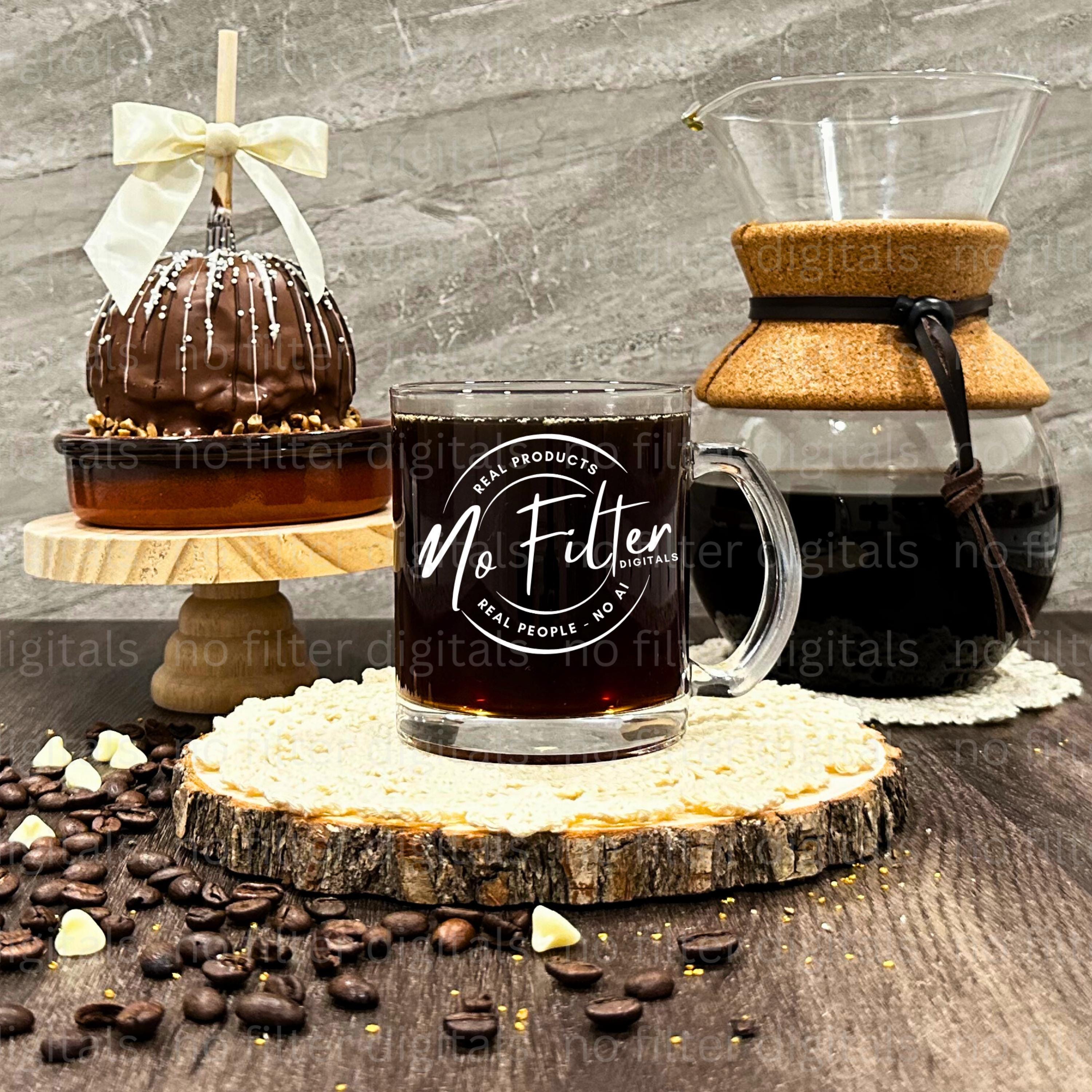 NEW 10oz Clear Glass Mug Mockup, Coffee Cup Mock-up, Mug Mock ups 10oz Print on Demand Image Brunch Bride To Be Engaged Printify Glass Cup