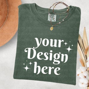 Comfort Colors 1717 Moss T-shirt Mockup Comfort Colors Mockup Short Sleeve Shirt Flat Lay Mockup Folded 1717 Mockup Bundle New 1717 Mockups