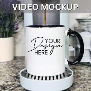 Video Mockup 11oz Ceramic Accent Mug Mockup Coffee Cup Mock-up Mug Mock up 11oz Print on Demand Image Coffee Maker Printify Mug Black Handle