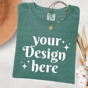 Comfort Colors 1717 Light Green T-shirt Mockup Comfort Colors Mockup Short Sleeve Shirt Flat Lay Mockup Folded 1717 Mockup New 1717 Mockups