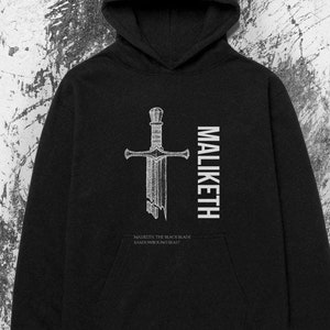 Maliketh Hoodie: Black Graphic Sword Design, Fantasy Gamer Gift