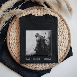Dark Souls Tarnished T-Shirt, Video Game Art Tee, Black and White Graphic Shirt, Bearer of the Curse Design, Unique Gamer Gift, Streetwear