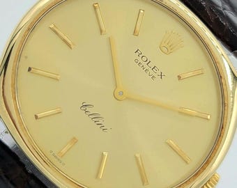 Rolex Celini 32MM Midsize 3806 14K Yellow Gold & Original Leather Strap 1970s