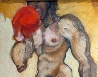 Erotic Art Print. Boxer, Mature - Winner