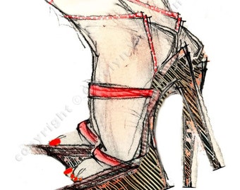 Hand Decorated Print, Shoes - StrapOns