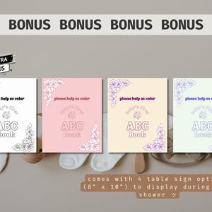 Baby in Bloom Baby Shower ABC Coloring Book Activity, Baby's first ABC Book with a flower theme, Wildflower themed Baby Shower Game, ABC Coloring Pages with flowers for a Spring Baby Shower