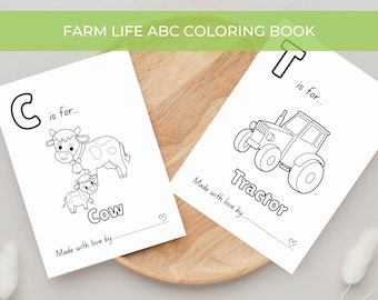Farm animal ABC baby shower coloring book alphabet A to Z cowboy baby shower game cowboy baby keepsake printable games for boy baby shower