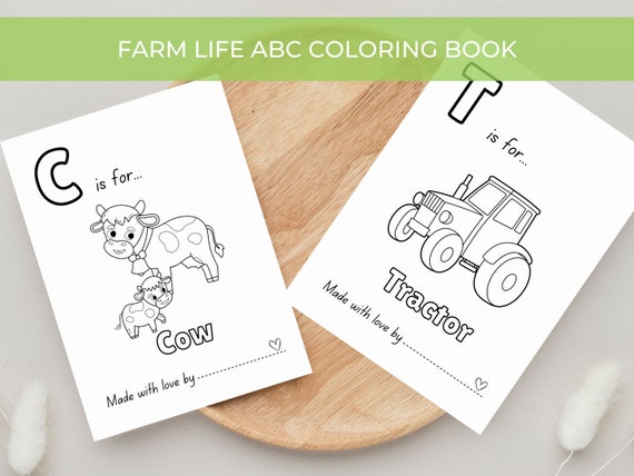Farm animal ABC baby shower coloring book alphabet A to Z cowboy baby shower game cowboy baby keepsake printable games for boy baby shower