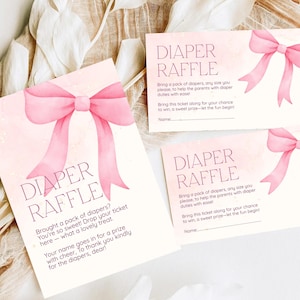 Windel Raffle Zeichen Baby Shower Pink Schleife Windel Lotte Mädchen Baby Shower Spiel kokett Baby Shower Printable Raffle Tisch Zeichen