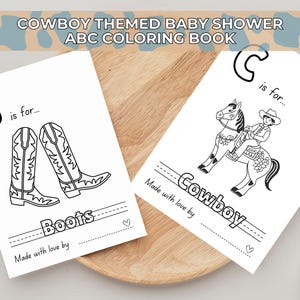Libro da colorare ABC da cowboy / Gioco per baby shower / Libro dell'alfabeto stampabile / Baby shower western / Baby shower rodeo / Libro ABC a tema cowboy