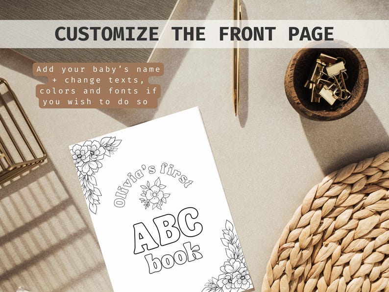 Baby in Bloom Baby Shower ABC Coloring Book Activity, Baby's first ABC Book with a flower theme, Wildflower themed Baby Shower Game, ABC Coloring Pages with flowers for a Spring Baby Shower