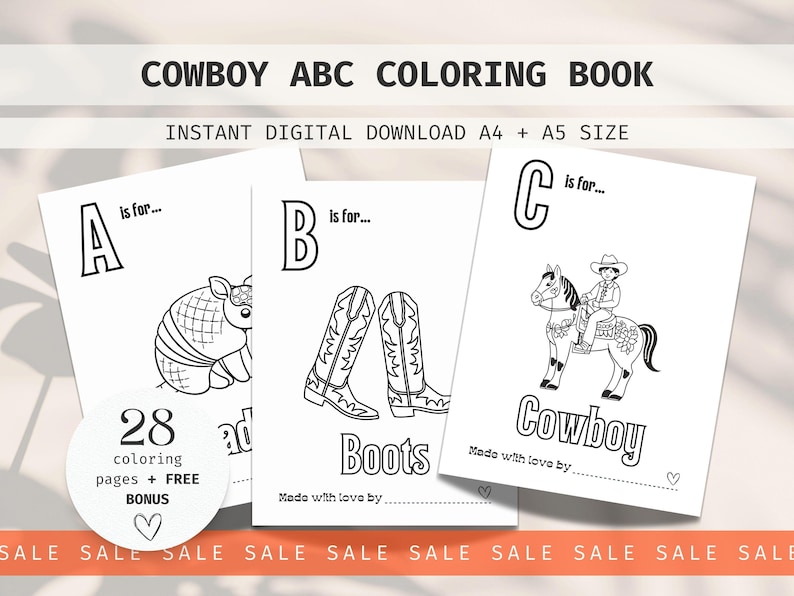 Baby Shower ABC Book for a Cowboy Baby Shower, Fun Baby Shower Activity for a Western themed Baby Shower,