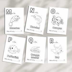Baby Shower ABC book for an Ocean Baby Shower, Mermaid Baby Shower, Cute Ocean Animals ABC Coloring Pages, Baby Shower Keepsake, Ocean Baby Shower ABC, Ocean ABC, Ocean and Sea theme, Under the Sea Baby Shower, Under the Sea ABC, Under the Sea Alphabet, Seahorse, Jellyfish, Starfish, Baby's First ABC Coloring Pages, Baby Shower Keepsake, Gender Neutral, Boy Baby Shower, Girl Baby Shower, Baby Shower Game Printable, Baby Shower Activity Ideas, Personizable ABC book, Customizable ABC Book