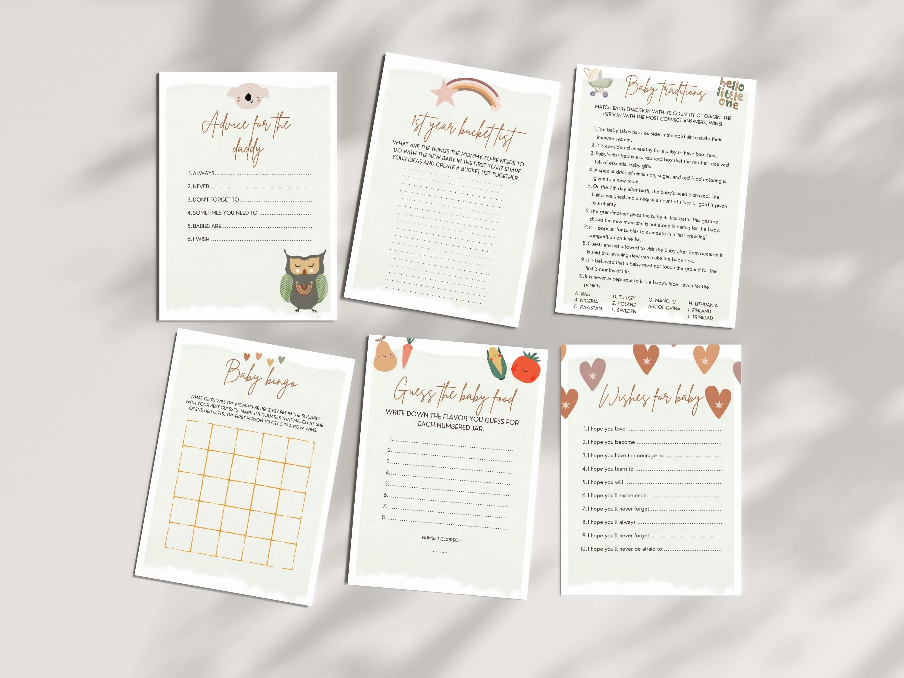 Baby Shower Game Bundle, Boho Baby Shower Game Kit, Printable Baby