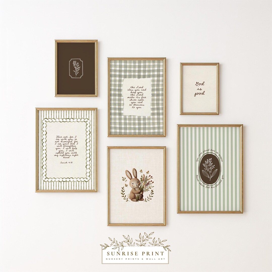 Christian Nursery Wall Art Set of 6 Bible Verse Prints for Baby Room ...
