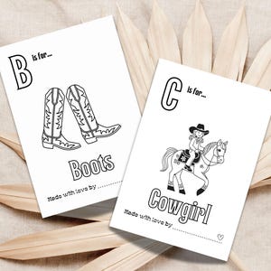 Cowgirl Baby Shower Game Babys First ABC Book Printable Alphabet Coloring Pages Western Party Activity for Guest Book Alternative Rodeo Girl