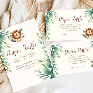 Safari Diaper Raffle Sign Baby Shower Raffle Ticket Jungle Baby Shower Game Wild One Baby Shower Printable Little Lion Diaper Game