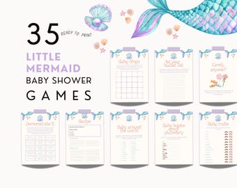 A Little Mermaid Baby Shower Game Bundle, Baby Shower Bingo, Mermaid Baby Shower Game Set, Mermaid Baby Shower, Would Mommy Rather