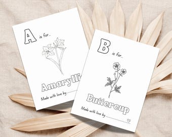 Baby in Bloom Games: El primer libro para colorear del abecedario del bebé, Juego de fiesta de flores silvestres, Actividad interactiva del alfabeto floral para el entretenimiento de los invitados.
