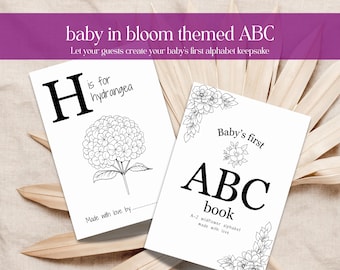 Juegos Baby in Bloom, Libro para colorear Baby In Bloom ABC, Regalo para baby shower, El primer ABC del bebé, Baby Shower Wildflower, Alfabeto imprimible