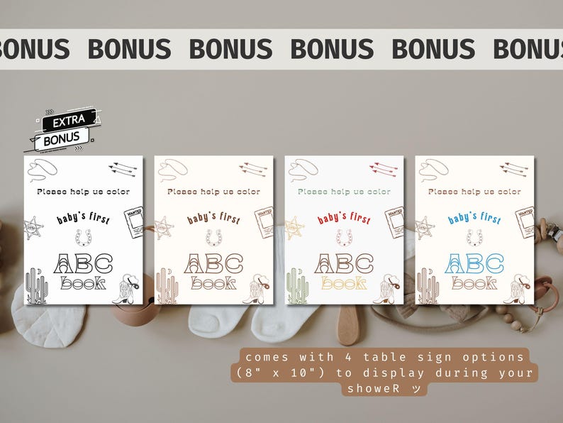 Baby Shower ABC Book for a Cowboy Baby Shower, Fun Baby Shower Activity for a Western themed Baby Shower,