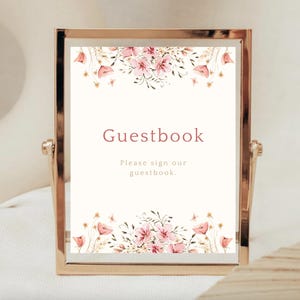 Guestbook Sign Baby Shower, Baby in Bloom Baby Shower Decorations, Printable Sign our Guestbook Sign, Pink Floral Baby Shower Decor