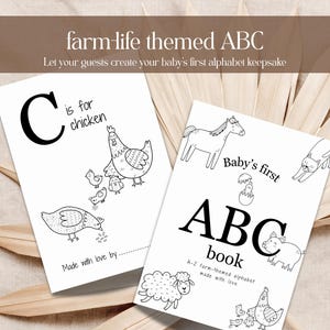 Farm Animal ABC Baby Shower Book Cowboy Baby Shower Game Barnyard Alphabet Coloring Book Baby ABC Printable Baby Shower Keepsake