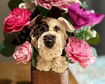 Personalized Sola Wood Flower Dog Arrangement: Custom Dog Memorial Gift