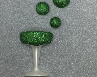 Green Glitter Cocktail Glass & Bubble Wall Hangings ~ Made to Order