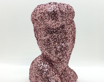 Pink Glitter Glamour Girl Head Vase ... Read to Ship