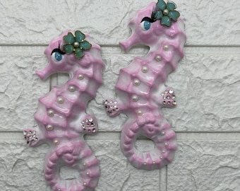 Fancy Seahorse Wall Hangings in Custom Colors . Deluxe Version, Made to Order