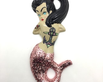 Tattooed Mermaid Wall Hanging ~ Custom Tattoos ... Hand Painted, You Pick The Colors & Design