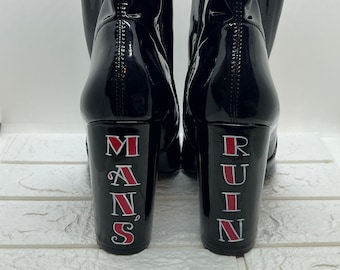 Man's Ruin ~ Hand Painted Tattoo Boots . Women's US 11 . UK 9.5