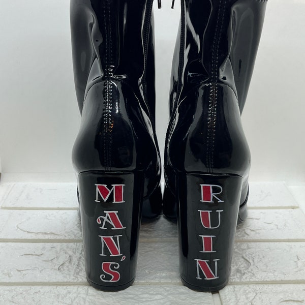 Man's Ruin ~ Hand Painted Tattoo Boots . Women's US 11 . UK 9.5