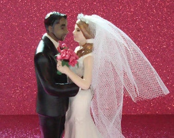 Custom Skin Tone & Tattooed Wedding Cake Topper . Custom Painted and Personalized to Resemble You