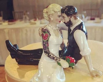 Custom Tattooed Wedding Cake Topper ~ Sitting Position