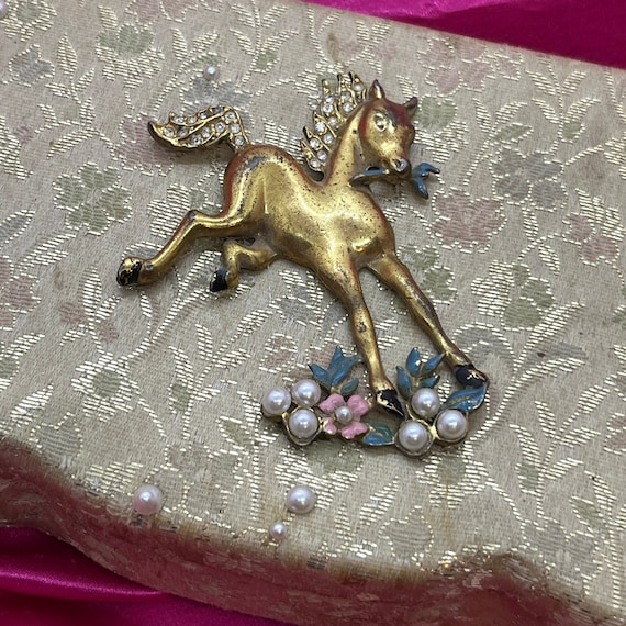 Upcycled Vintage Jewelry Box w. Vintage Horse Jewelry Addition