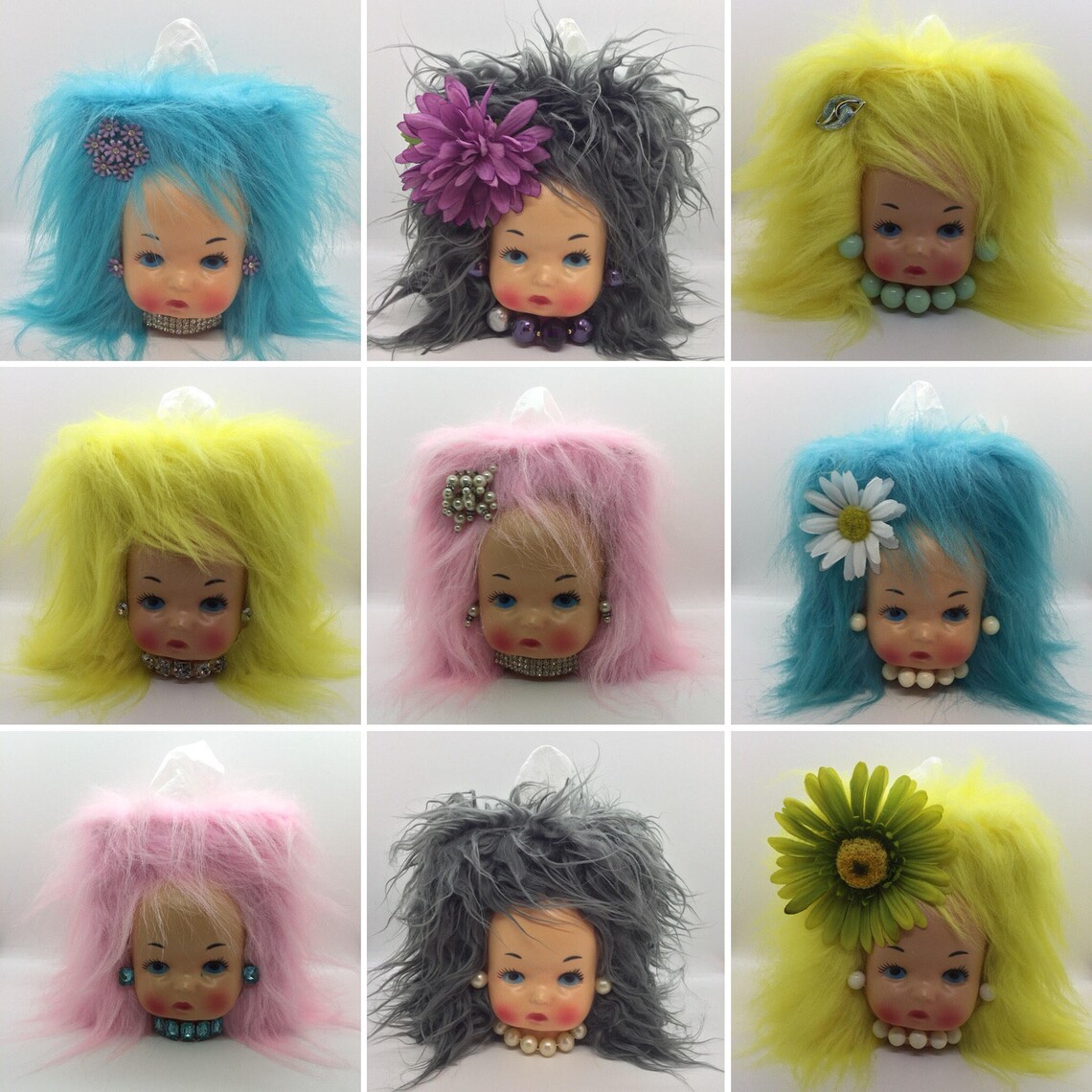 Miss Tissue Head . Retro Doll Face Tissue Box Cover Custom Etsy