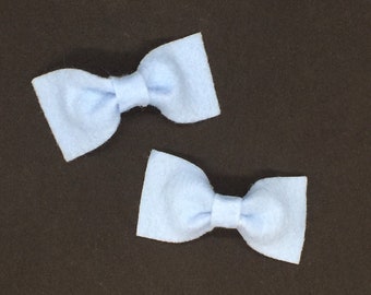 Sweet Baby Blue Felt Bow Hair Clips . Ready to Ship