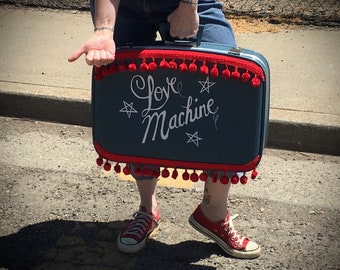 Love Machine ~ Up In Smoke Inspired Painted Vintage Suitcase , Ready to Ship